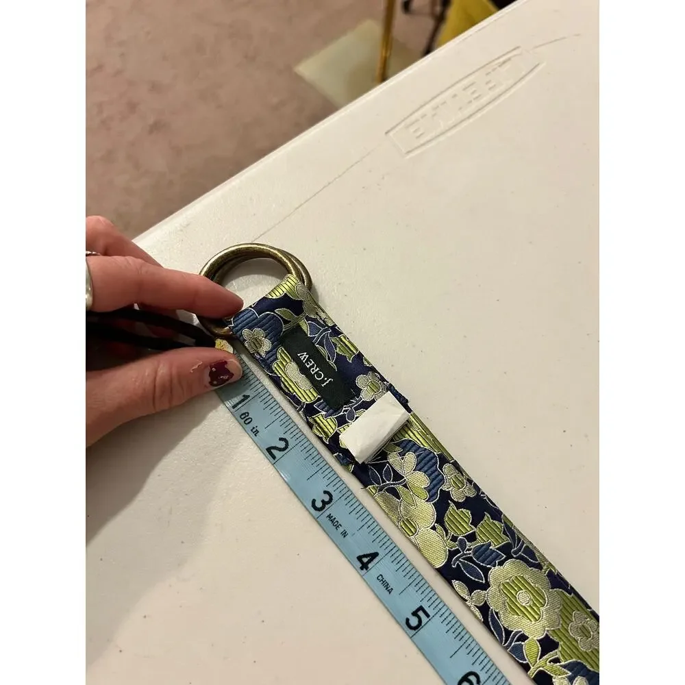 J.Crew 100% Silk Blue Green Floral Wrap Belt Size Small Medium